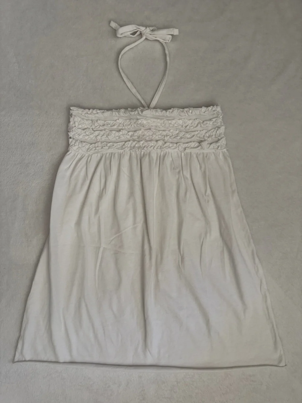Xhilaration | Ruffle Smocked Halter Tie Neck Swim Coverup Dress White (M 7/8) - Picture 11 of 11